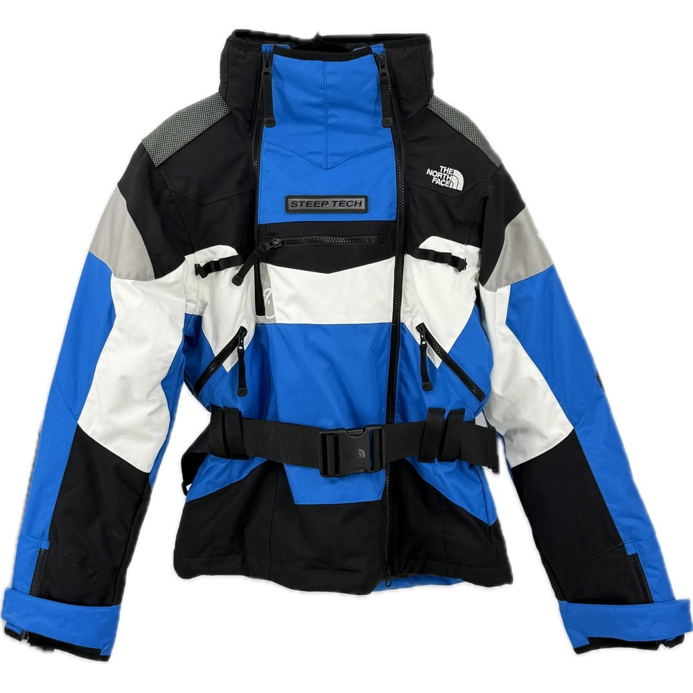 The North Face Steep Tech Womens S 550 Down Belted Ski Jacket Blue Black White